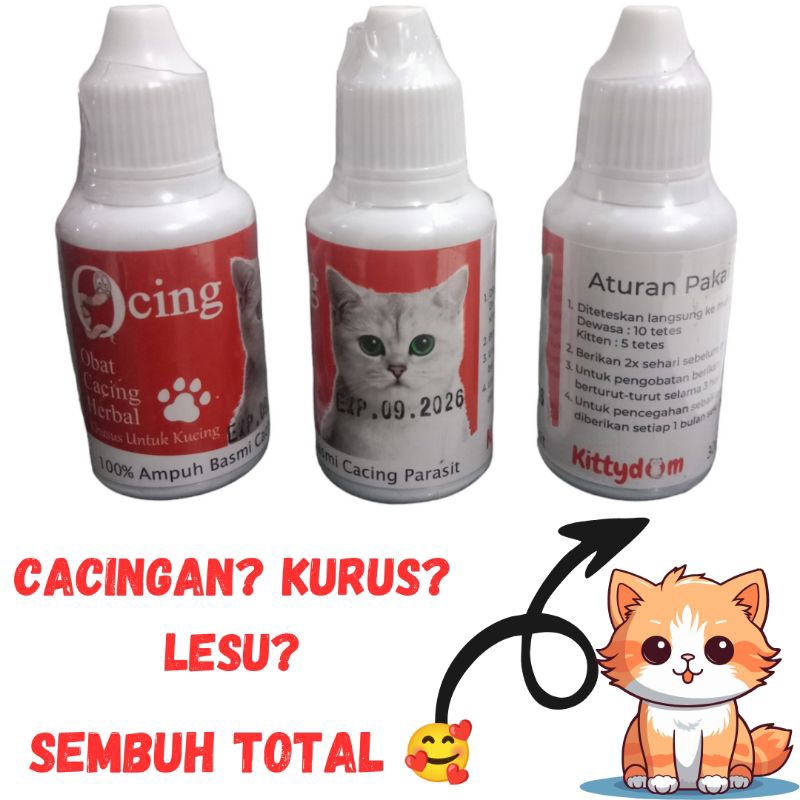 Obat Cacing Herbal Obat kucing Sakit Cacingan Kurus Lesu Lemas Anti Infeksi Ampuh Basmi Cacingan