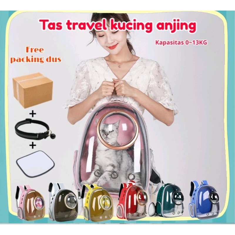 FREE kalung Menyala Tas Ransel Transparan Tas Kucing Ransel Jumbo Tas Astronot Kucing Ransel Kucing