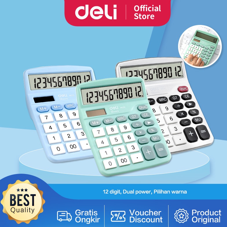 

Best Produk.. Deli Kalkulator Meja / Desktop Calculator Layar 12 Digit Warna Lucu EM221 EWE