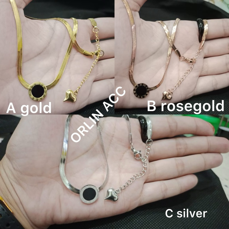 TITANIUM KALUNG BVL GEPENG ANGKA ROMAWI