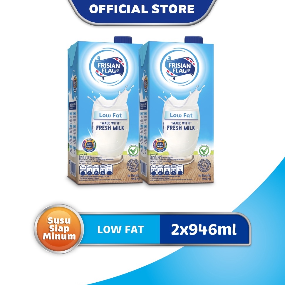 

RN95100 Frisian Flag Family UHT Low Fat 946 ml x 2 pcs 8540