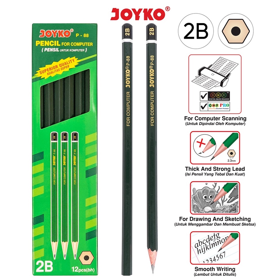 

[©B94➢] Pencil Pensil Joyko P-88 2B 1 BOX 12 PCS Stock Ada