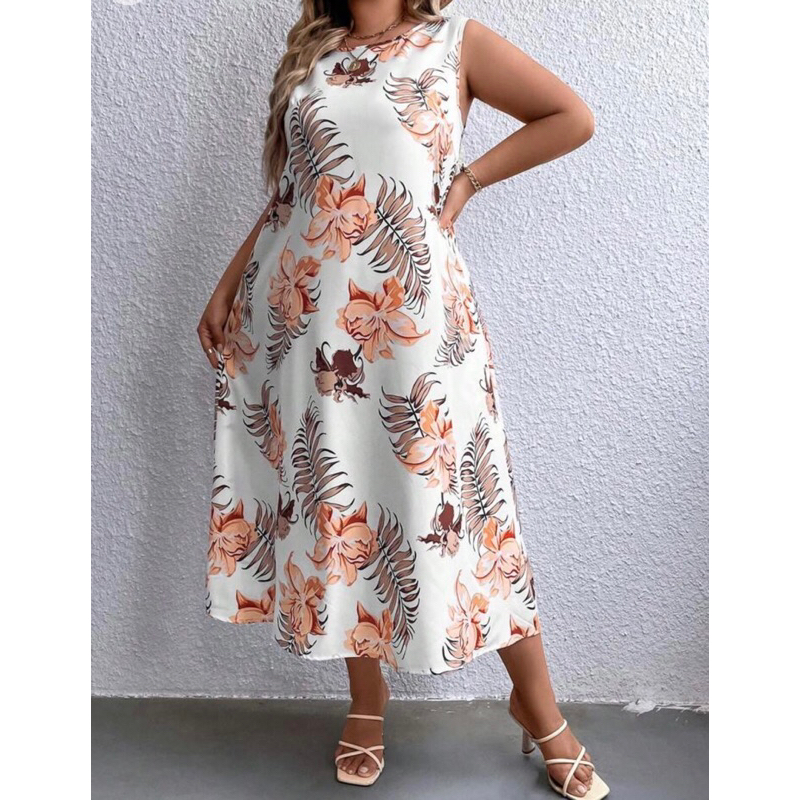 NEW LONGDRESS SHEIN CURVE BUNGA DRESS PANTAI KUTUNGAN PLUS SIZE OVERSIZE JUMBO BIGSIZE