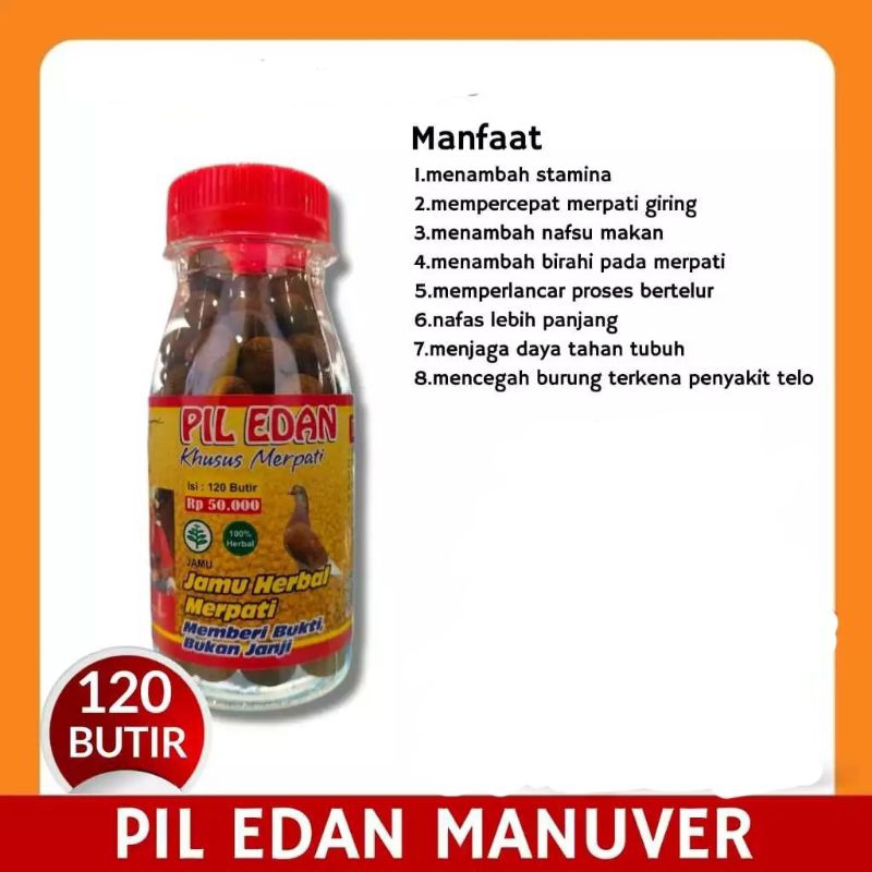 JAMU MERPATI PIL EDAN JAMU MERPATI KOLONG MERPATI SEMI MERPATI BALAP ISI 120 BUTIR ORIGINAL