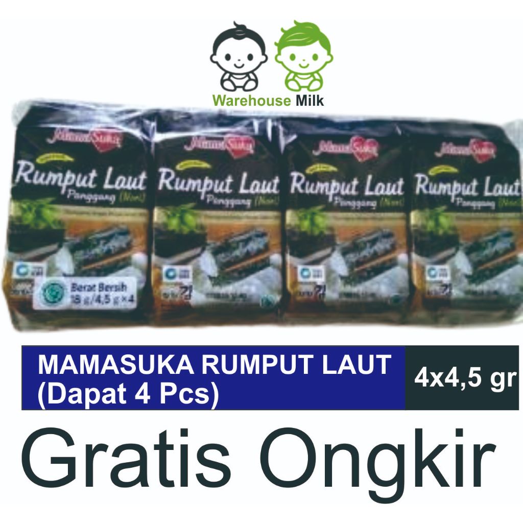 

Rumput Laut MamaSuka 4X4.5 g ( dapet 4 pcs) , rasa pedas ,original, sapi panggang, Salted Egg