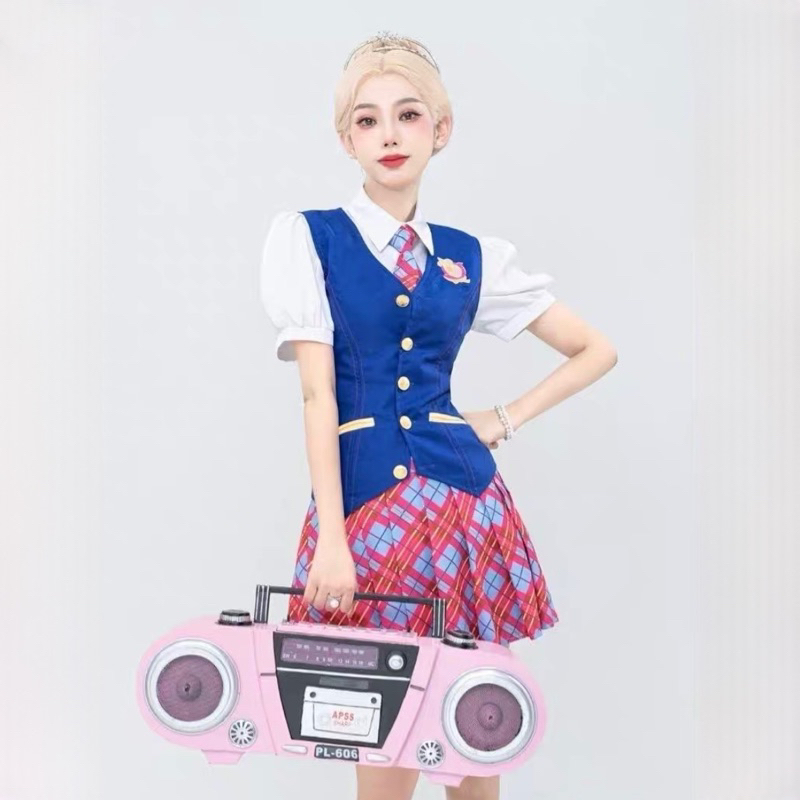 【Rollenz】Barbie Princess Charm School Cosplay Costume Uniform Set Seragam Kostum Wig