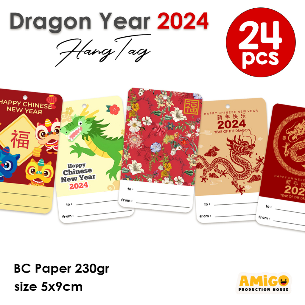 Hang Tag Imlek Hang Tag Kado Parcel Hampers Kartu Ucapan Tag Kado CNY Chinese New Year Dragon