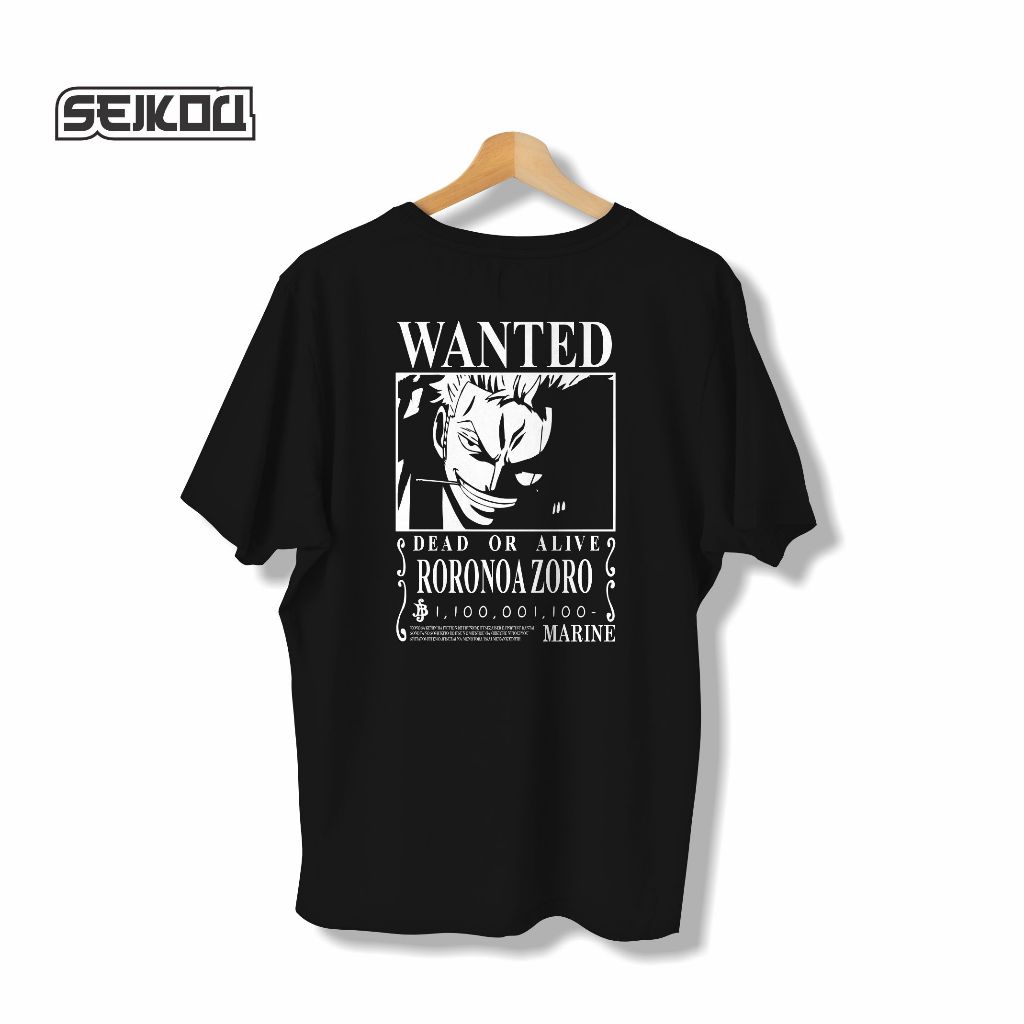 SEIKOU | Kaos Anime Wanted Zoro One Piece
