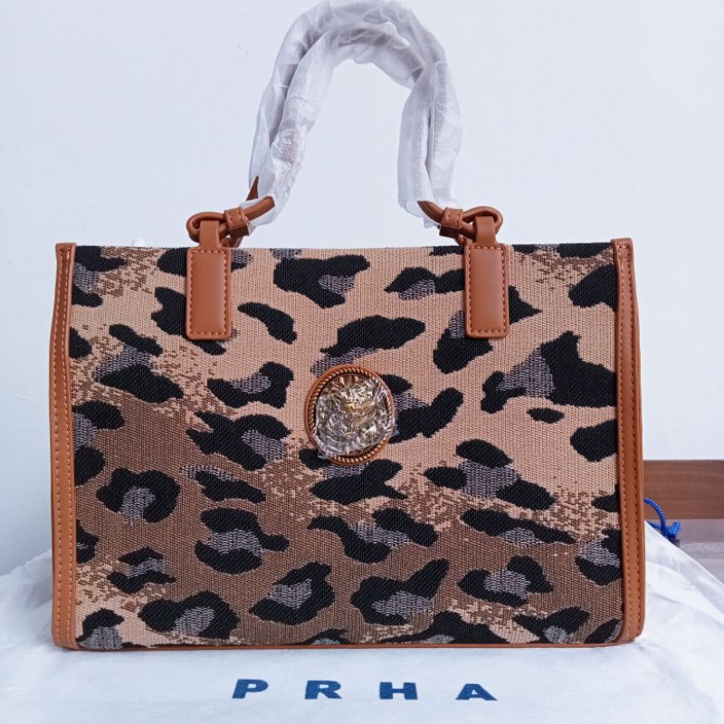 FO Bags Tas PRAHA PRHA Wanita Tote Bag Tas Jinjing Mewah Brand ORI Import Motif Leopard kd 64