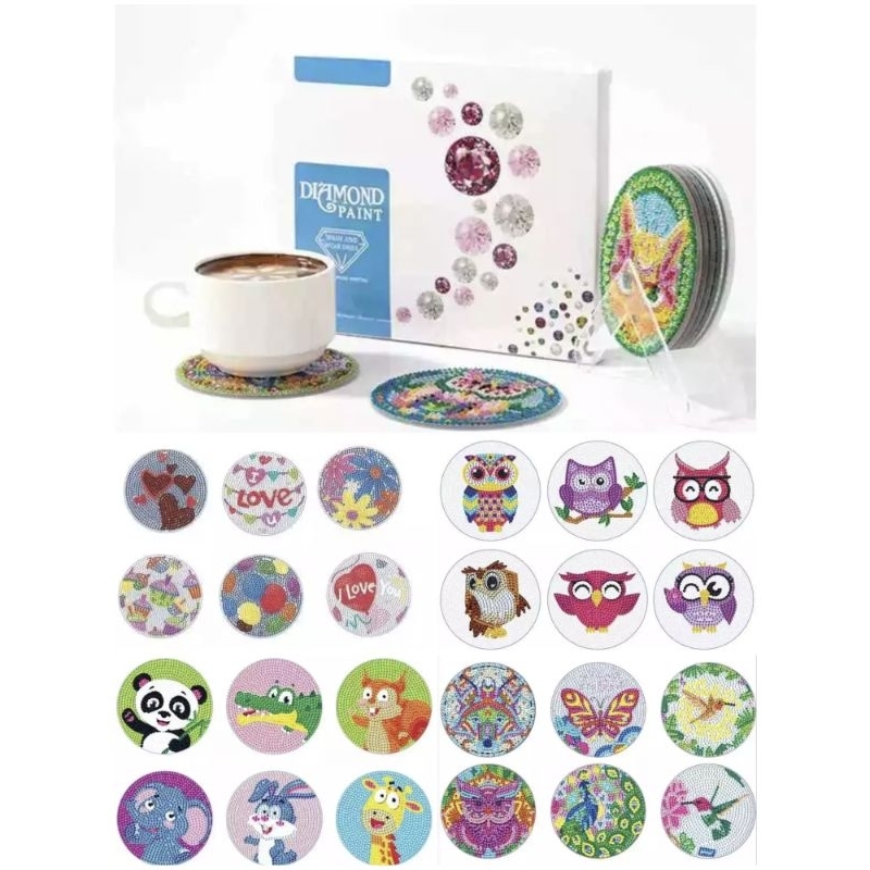 

6pcs 5D Diamond Painting Coaster round acrylic placemat mandala crystal diamond diy handmade diamond painting