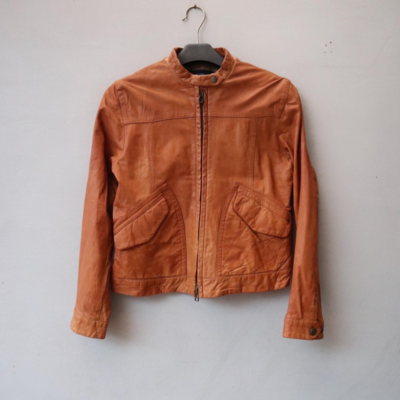 Jaket kulit asli kecil cewek wanita outer Pl bekas preloved second