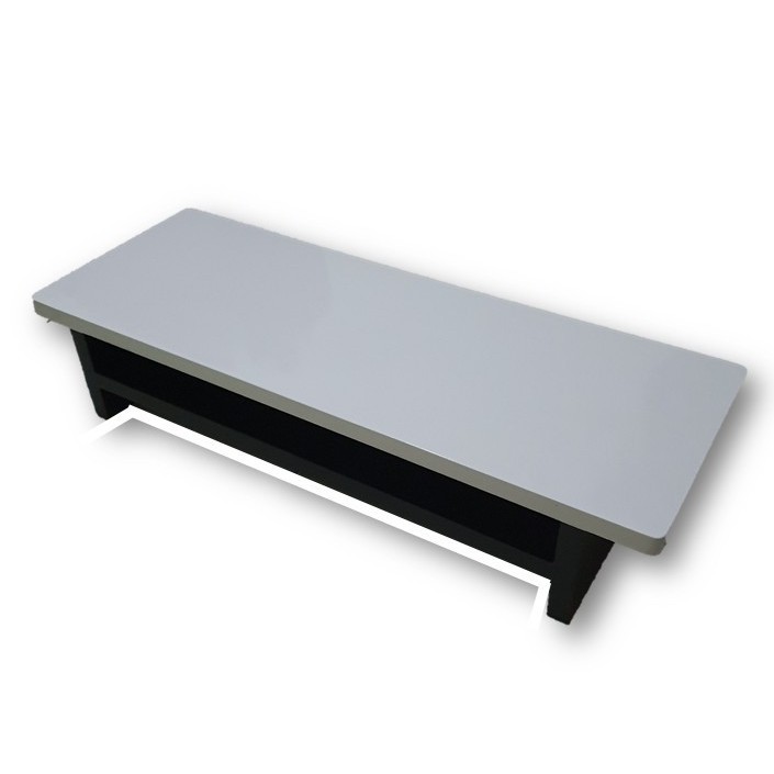 Wood Rack Monitor stand / Monitor stand panjang 80 cm dengan rak tengah warna Hitam & Putih