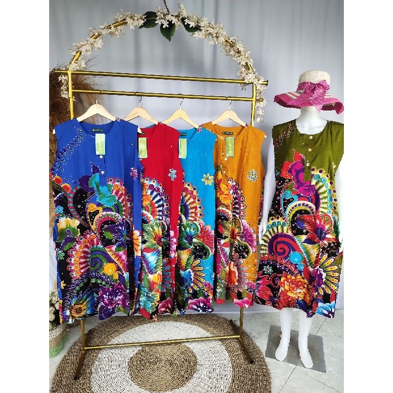 daster 32 tanpa lengan kencana ungu label biru