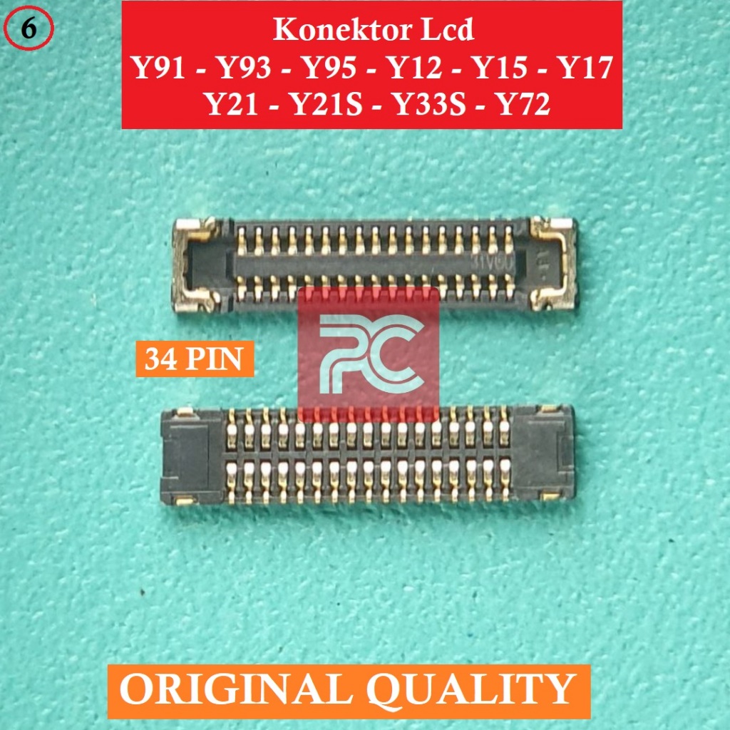 Konektor Lcd VIVO Y12/Y15/Y17/Y21/Y21S/Y33S/Y77/Y91/Y93/Y95 34PIN Connector Socket Di Mesin Original