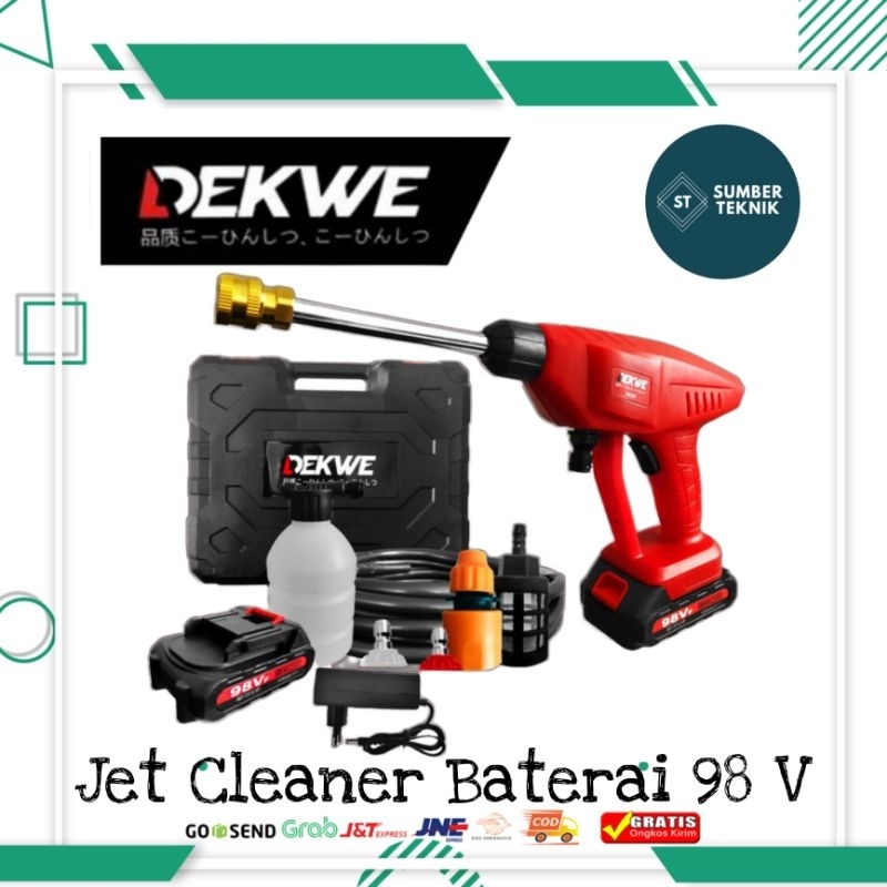 Alat Mesin Cuci Mobil Motor Ac Baterai Cordless Jet Cleaner 98V DEKWE DK301 Dapat 2 Baterai