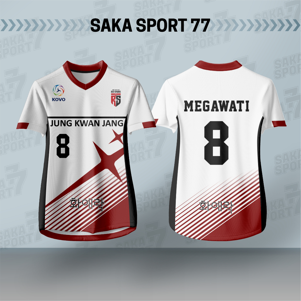JERSEY VOLY REDSPARK PUTIH FULL PRINTING UNISEX