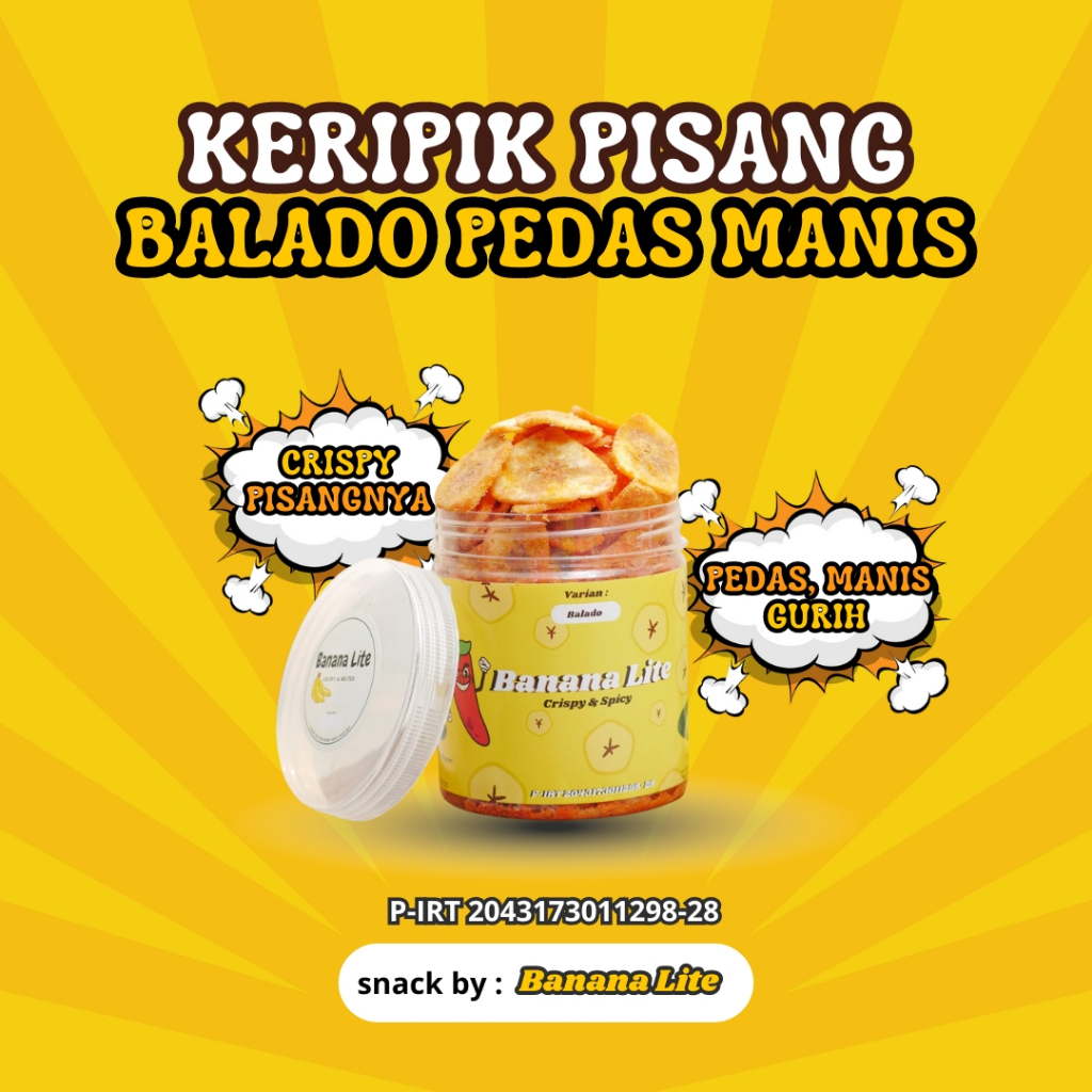 

Keripik Pisang Pedas Manis | Banana Lite Varian Balado 200 gram
