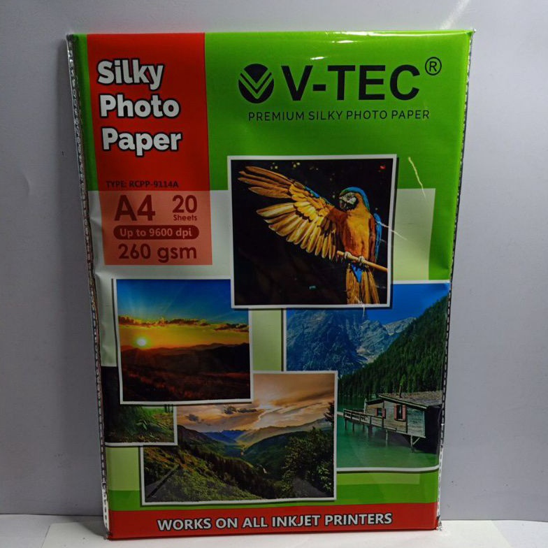 

Murah Banget.. SILKY PHOTO PAPER 260 GSM A4/20LEMBAR V-TEC PIK