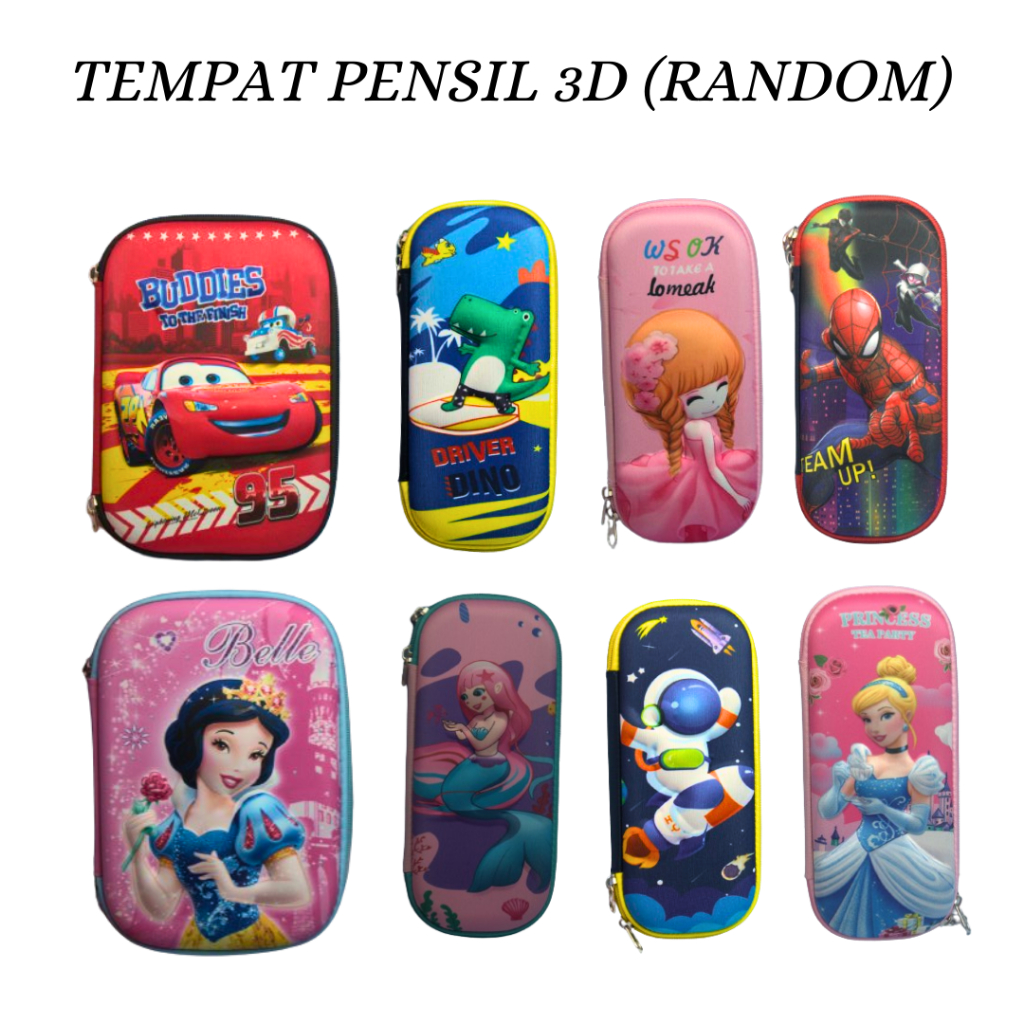 

[ CUCI GUDANG ] Tempat Pensil Zipper Karakter 3D Random