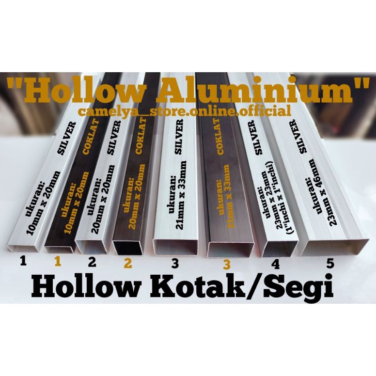 Laris HOLLOW Aluminium (berbagai UKURAN) SILVER dan COKLAT 7WS