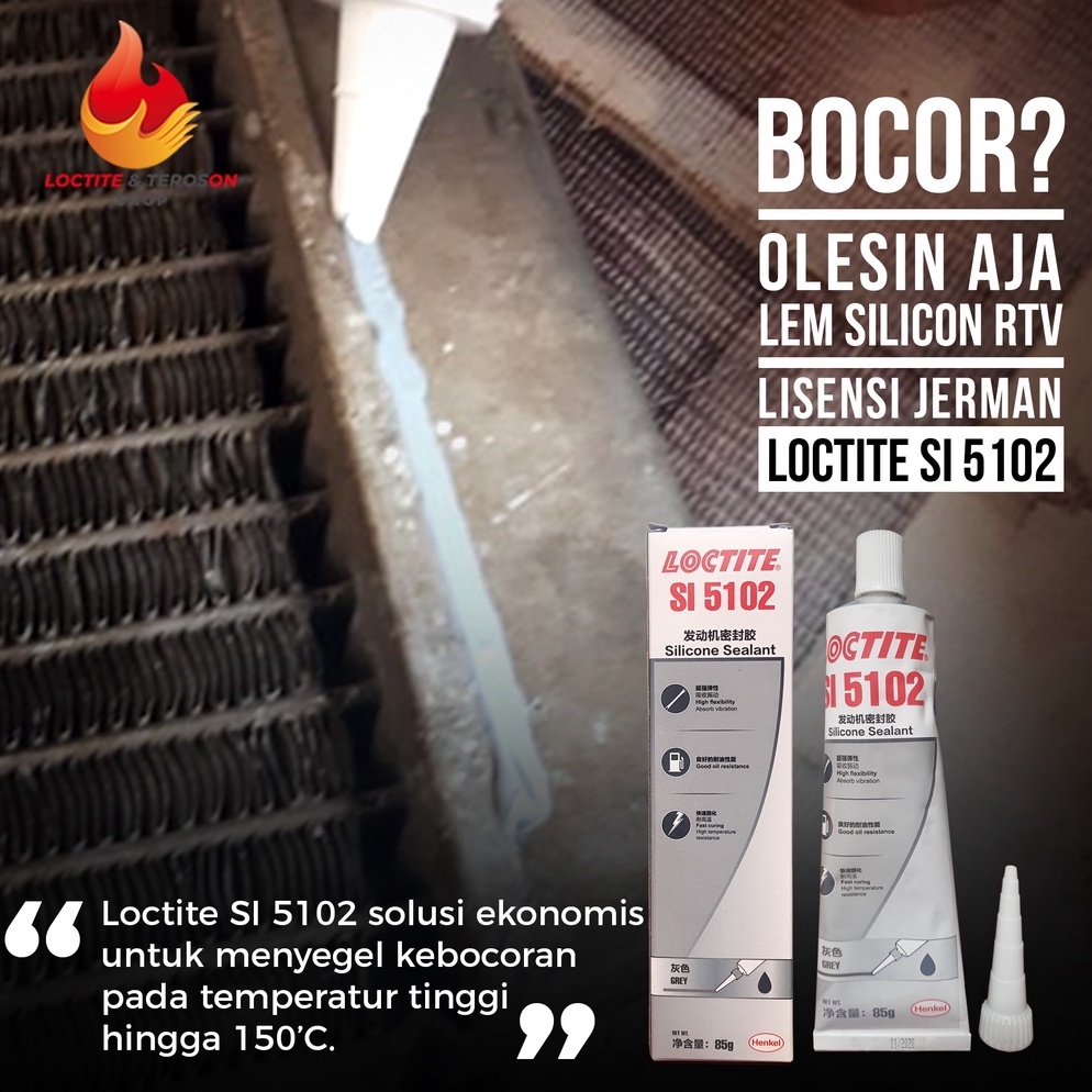 

is.. LEM SILIKON GASKET RTV TAHAN PANAS UNTUK PAKING MESIN DAN RADIATOR LOCTITE SI 5102 49