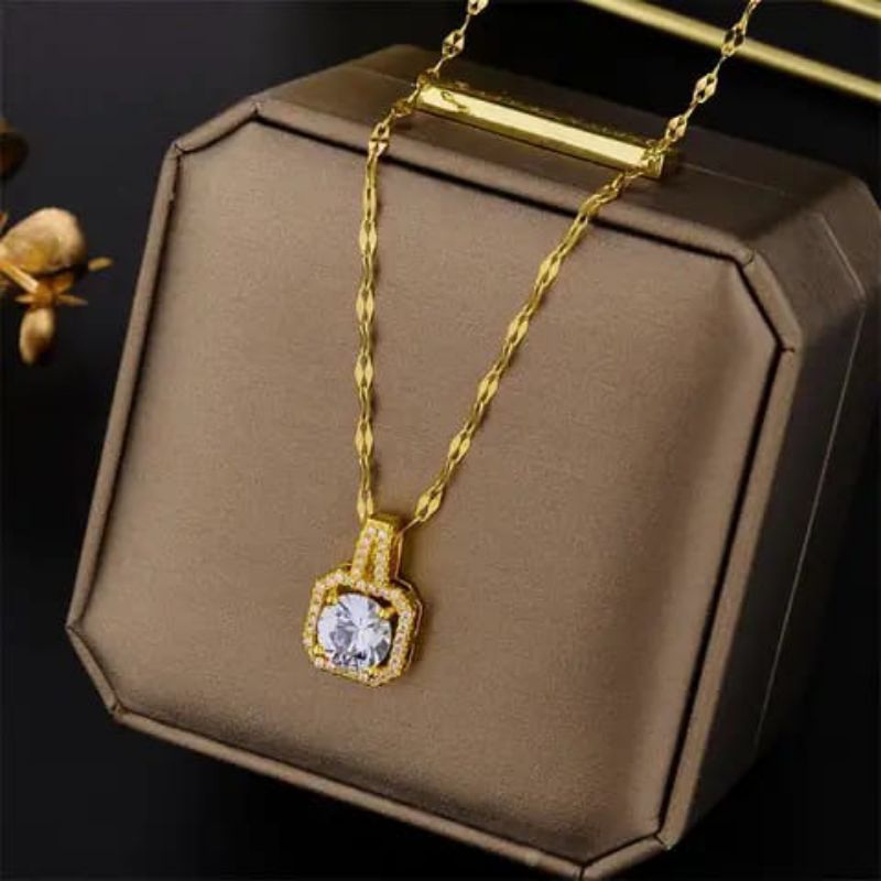 kalung titanium wanita liontin tas permata kalung wanita korea