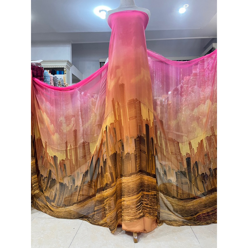 sifon motif kota/sifon gradasi motif/sifon gamis/sifon dress/sifon tunik