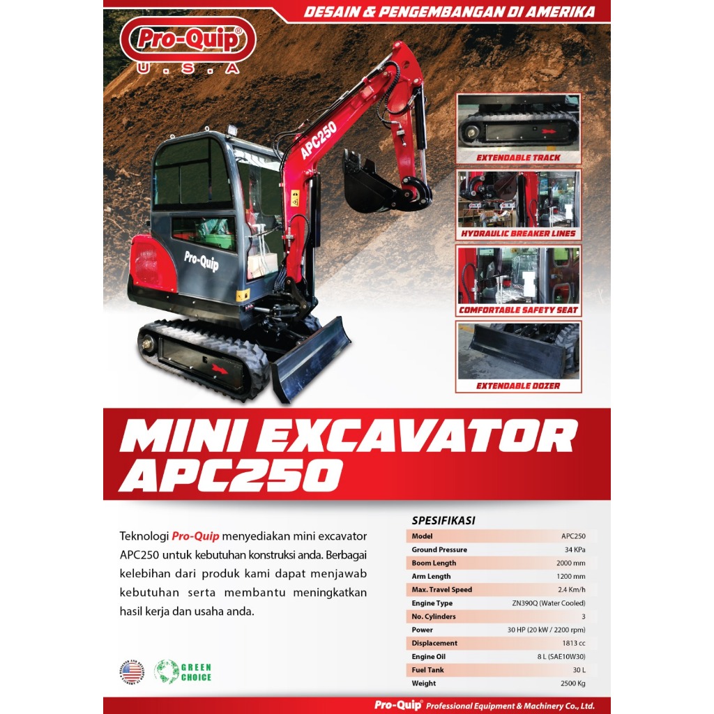 Mesin Excavator MINI PROQUIP APC250 / Alat Berat Keruk Tanah Bego Beko MINI Eskavator Exkavator APC 