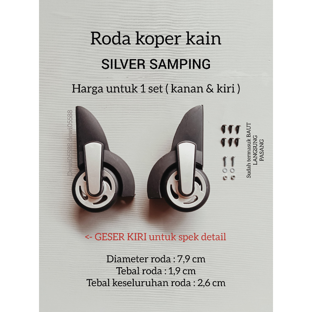 RODA KOPER,RODA KOPER KAIN, RODA KOPER TRAVEL, SPAREPART KOPER, RODA SAMPING KOPER 1 set isi 2