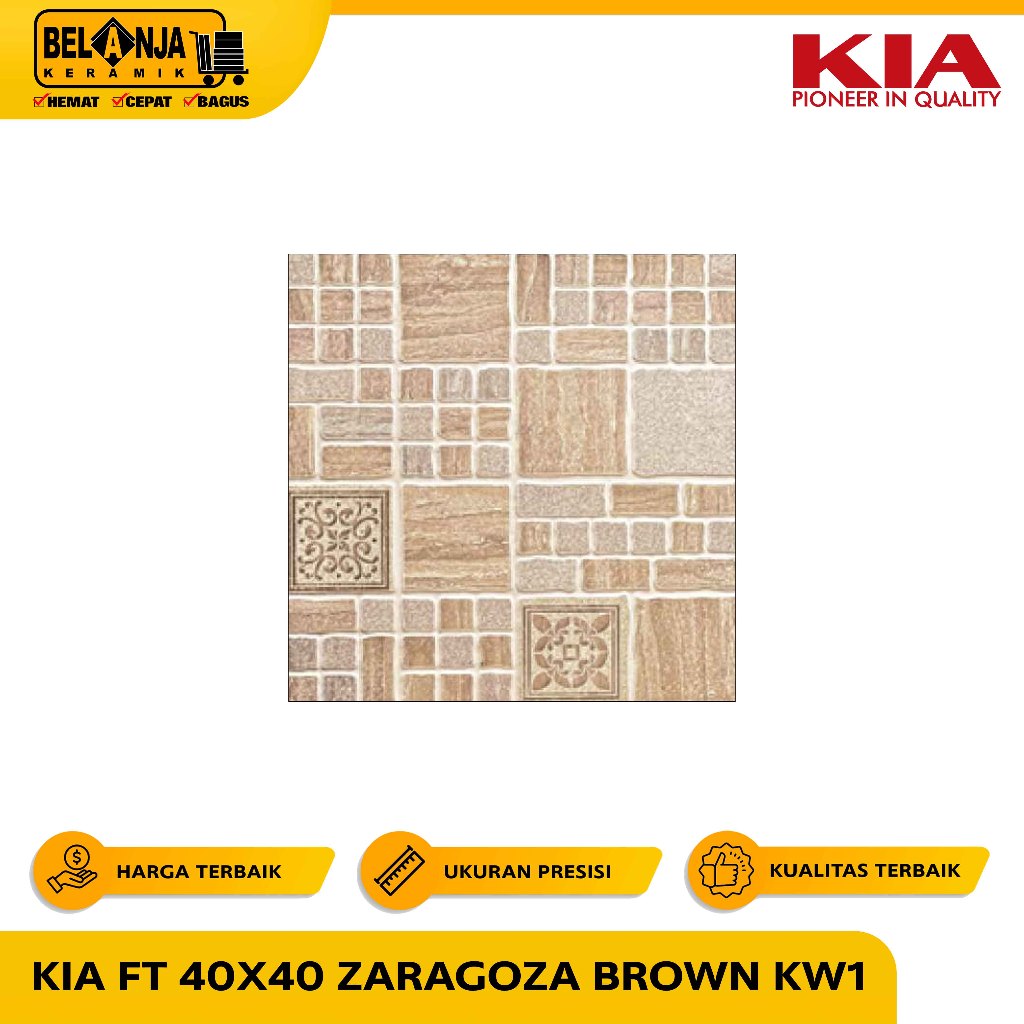 KIA Keramik Lantai 40x40 Zaragoza Brown Kw1