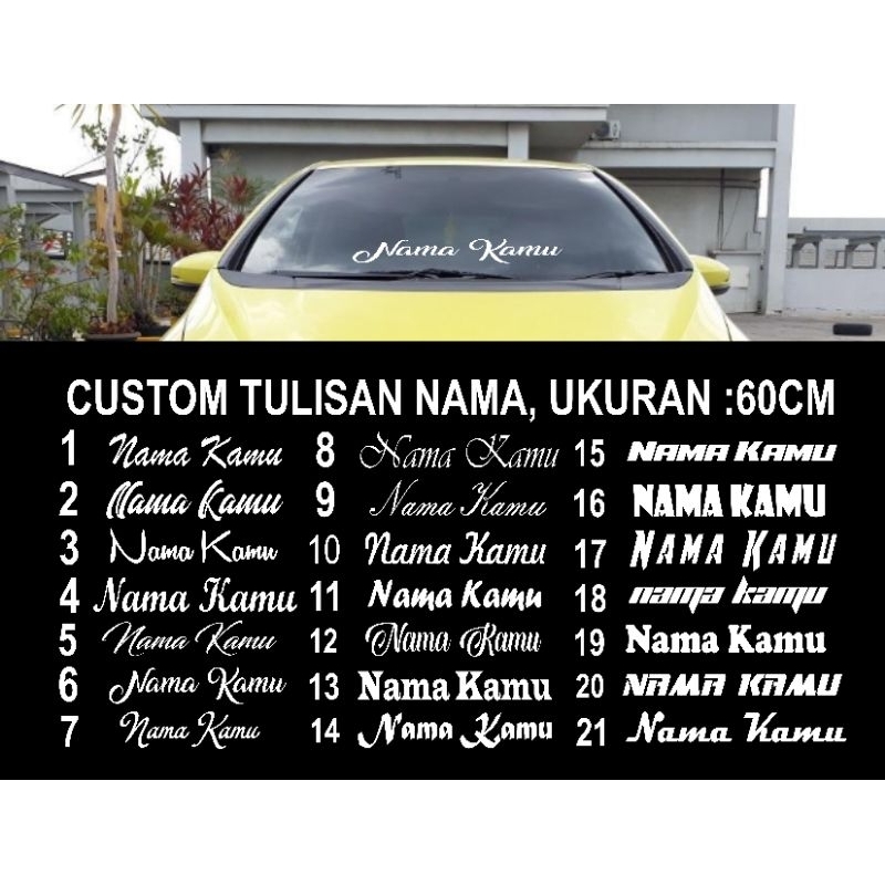 Stiker cutting kaca mobil cutting sticker custom nama kaca mobil