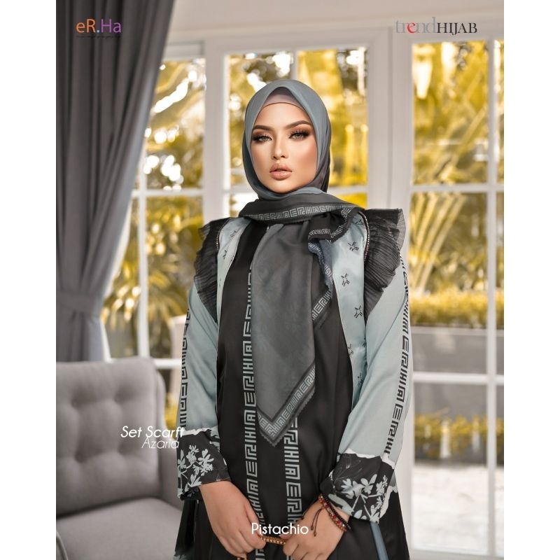 [ER.HA] GAMIS SYARI / DRESS SET PRINTING " AZARIA SET - LE MONDE " By eR.Ha /Rindita Hijab