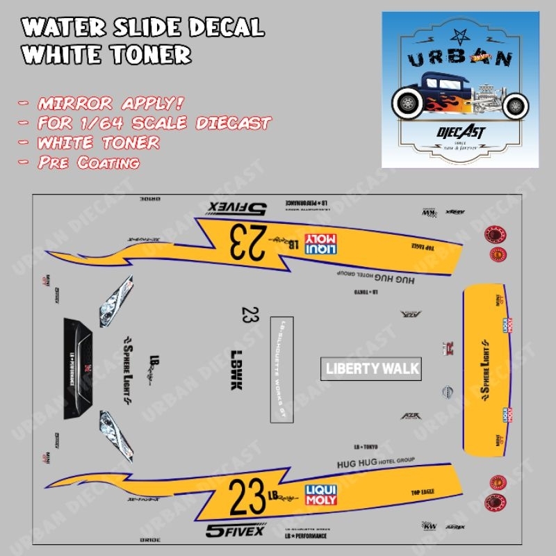 Hot wheels decal LBWK R35 yellow