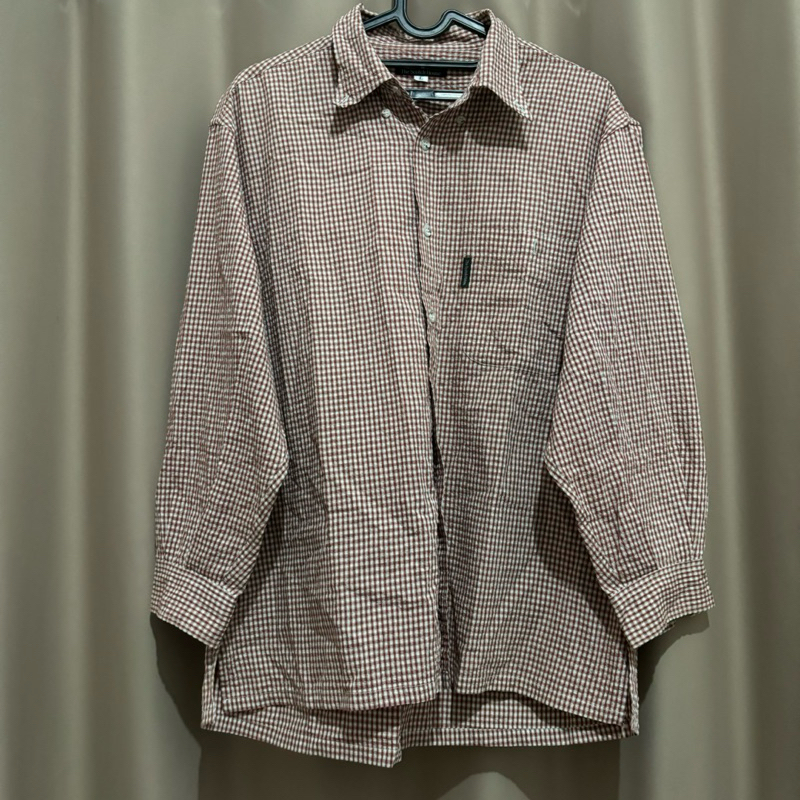 Preloved Kemeja The Scotch House Oversized Kotak Kotak Maroon Katun Crinkle