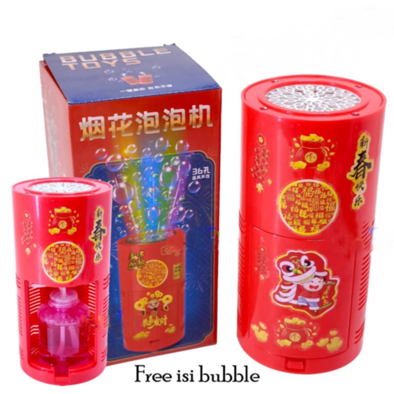 mainan bubble imlek Kembang Api Bubble Machine Electric Lighting Musik Petasan  Mesin Gelembung