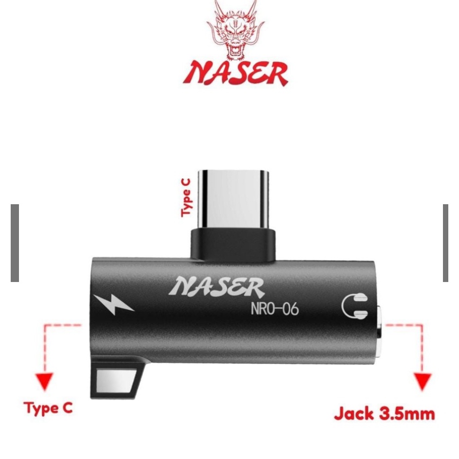 NASER OTG TYPE C TO 3.5MM AUDIO NRO-06 / OTG SPLITER CONVERTER 2in1 Sambungan Headset dan Charger Us