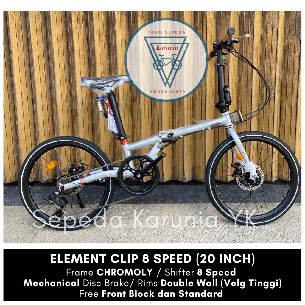 Sepeda Lipat Element Clip 8 Speed NEW 2023 | Folding 20 inch Chromoly