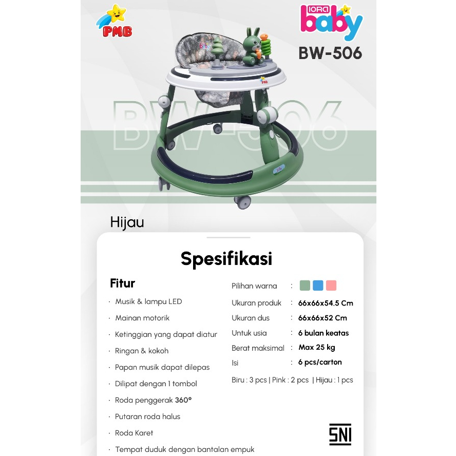 Mainan Anak PMB BABY WALKER TERBARU Bayi Belajar Jalan IORA BABY BW506