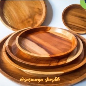 Nampan Baki Bulat Kayu Jati Aesthetic