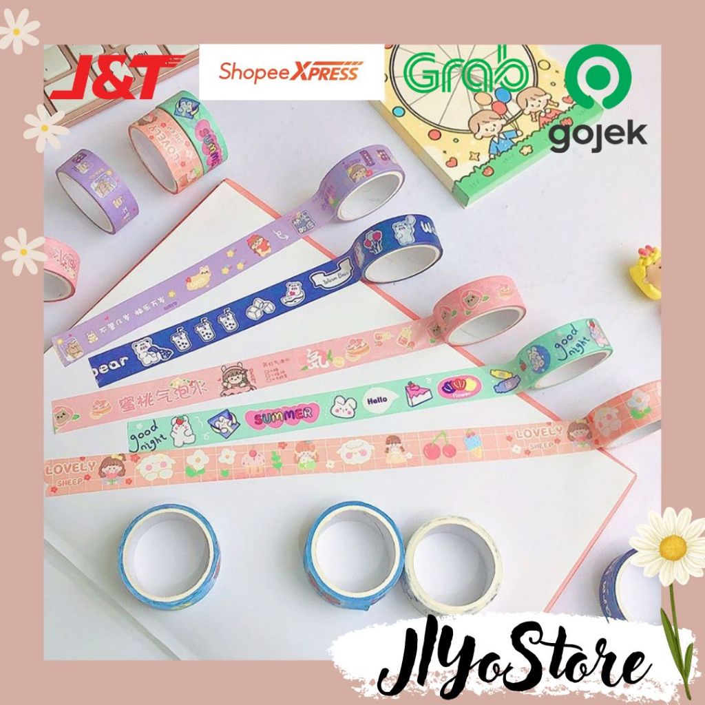

Selotip Washi Tape Lakban Journal Jurnal Planner Scrapbook Bujo Deco Korean Style DIY Diary Solasi