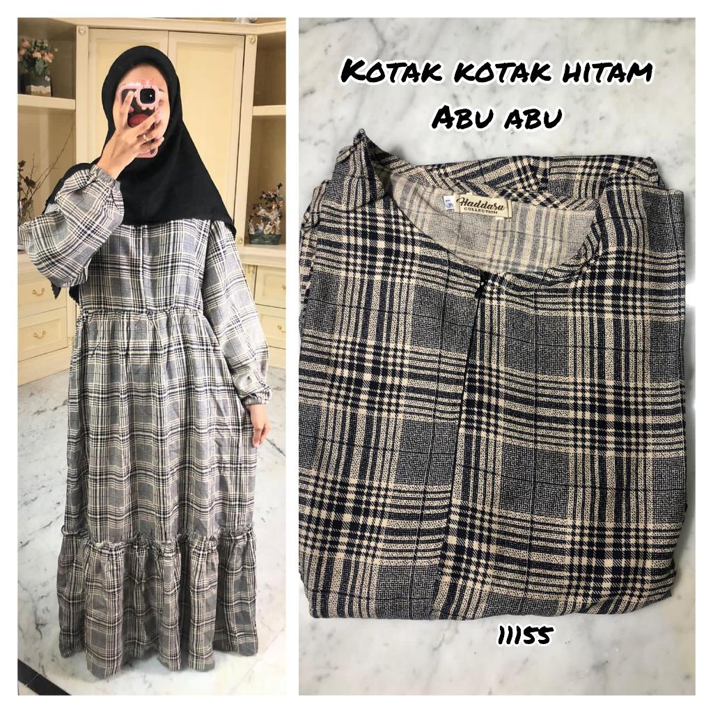 GAMIS RAYON MOTIF KOTAK KOTAK HITAM (ABU ABU)