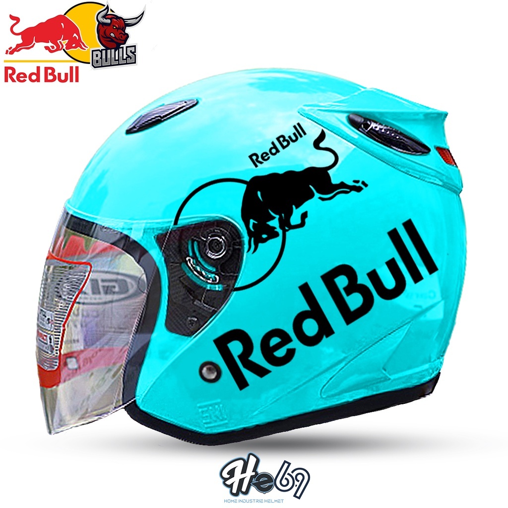 Helm Half Face KEKINIAN KEREN ABIS KUAT DAN TAHAN LAMA INK CENTRO KW SNI RED BULL Gorilla Grey Untuk