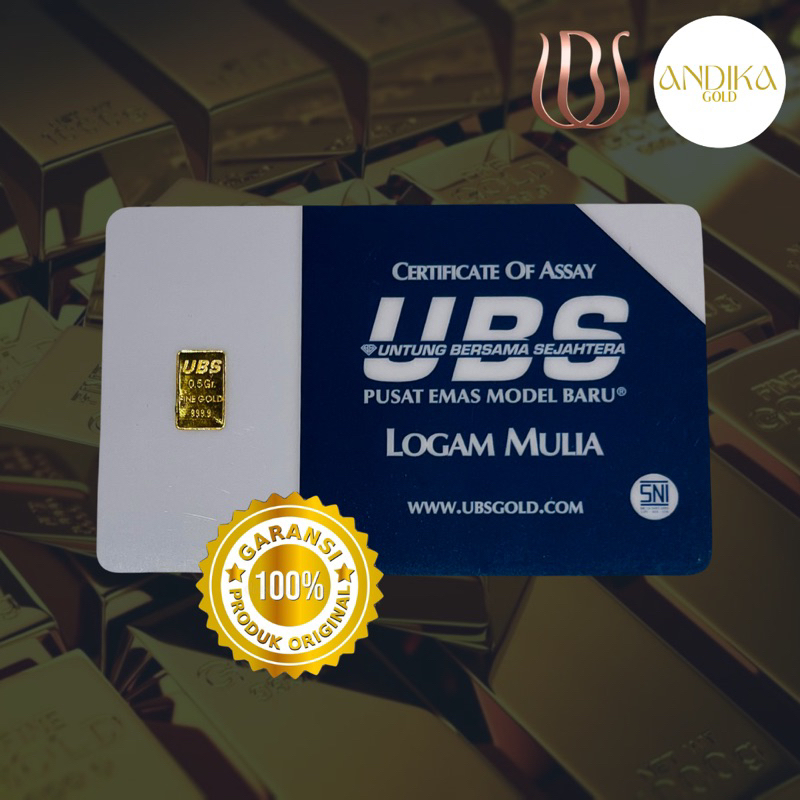 Logam Mulia Emas Murni 999.9% UBS 0.5 gram & 1 gram