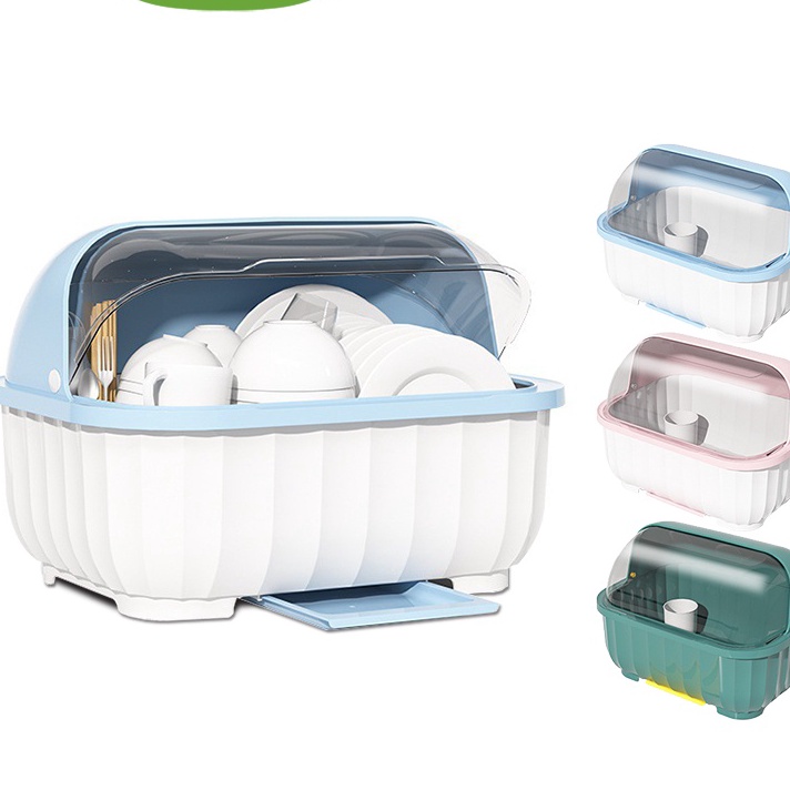 ➧➣✩✸ Rak Piring Tertutup Plastik Tempat Piring Sendok Minimalis Pengering Mini Tutup/Tempat Botol Su