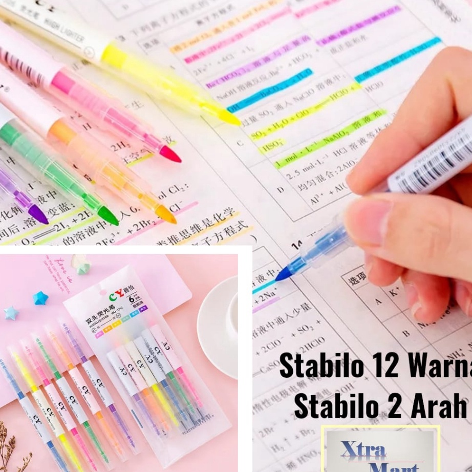 

Best Product XM - Stabilo 6PCS 2 Arah Stabilo dengan 6 Warna & 12 Warna HighLighter Warna Warni Terbatas