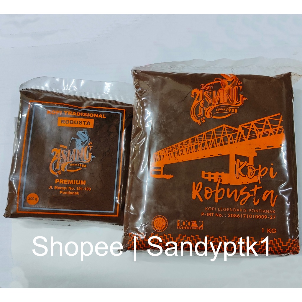 

Paket Kopi Bubuk Warung Kopi Warkop Asiang Robusta Premium Khas Pontianak 1000 gr 1 kg + 200 gram