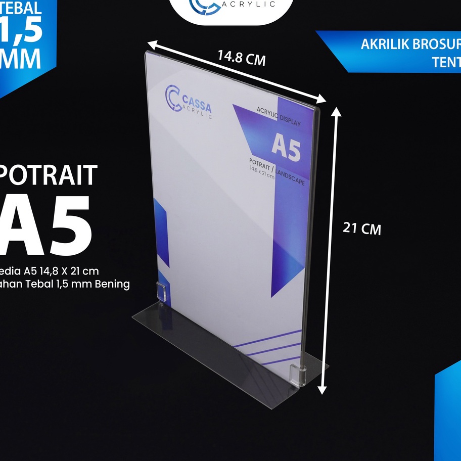 

Super Promo 【CASSA】TEMPAT BROSUR / TENT CARD / TENT HOLDER AKRILIK DISPLAY 2 SISI A5 TEBAL 1.5MM