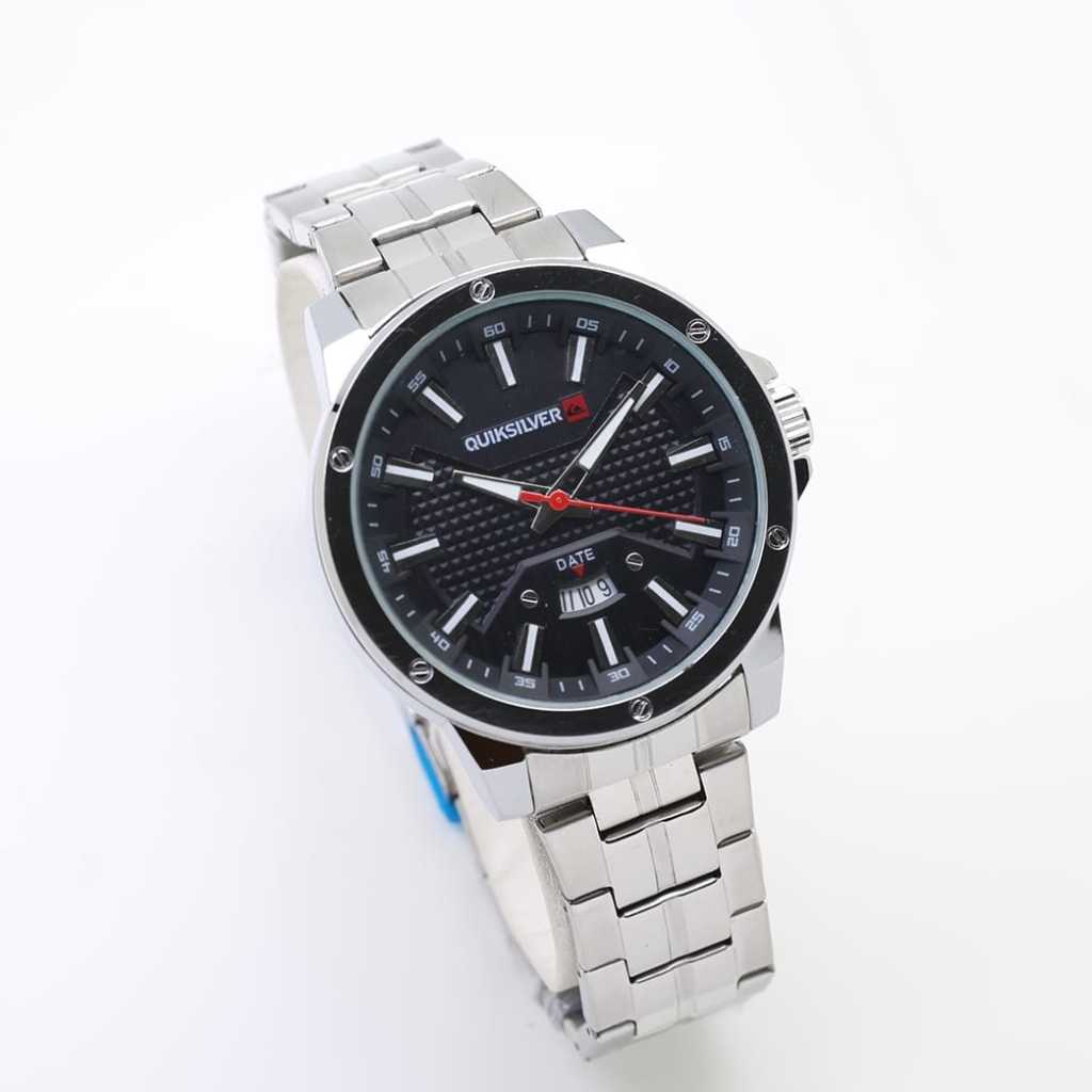 [COD] HU/L Jam Tangan Analog Pria Q.SILVER464 Strap Rantai Tanggal Aktif ~ Promo Terbaru Jam Tangan 