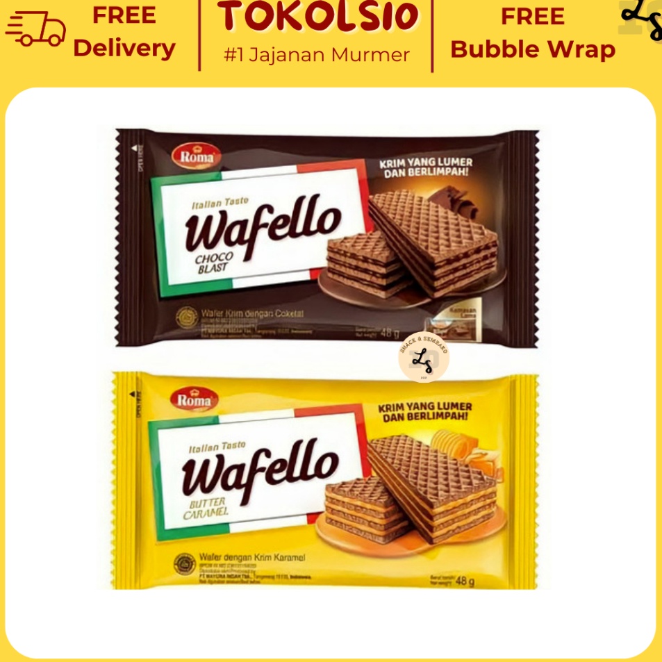 

Dijual Murah Wafello 2000 Wafer Roma Coklat/Caramel 1 pack Isi 10 pcs @37,5 gr Ready