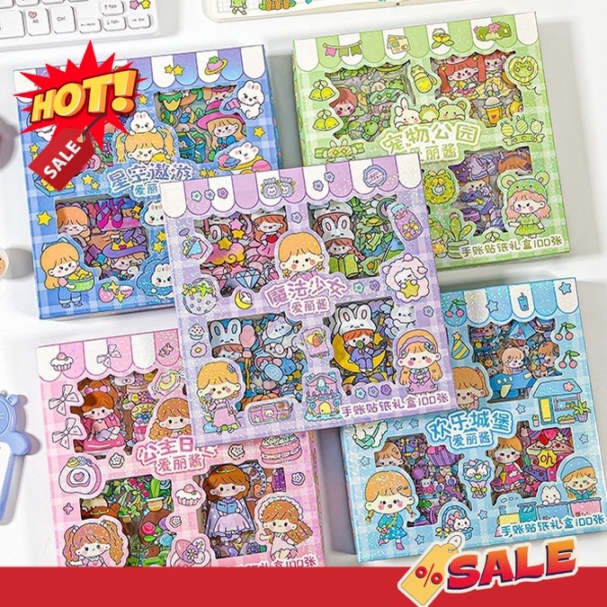 

KODE AJF245 Ellie Stiker Korea Isi 100 Pcs Sticker Deco Aesthetic / Bujo /Scrapbook Momo Girl Sticker Tumbler / Binder / Case Hp / Diary / Diy